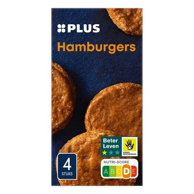 PLUS Hamburgers Doos 4 st