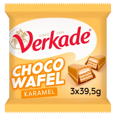 Verkade Chocowafel karamel 3-pack Wikkel 120 g
