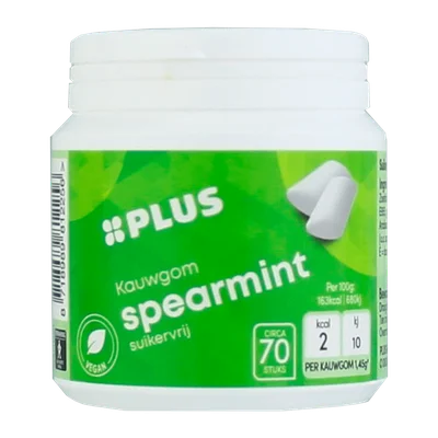 PLUS Kauwgom Spearmint Pot 100 g