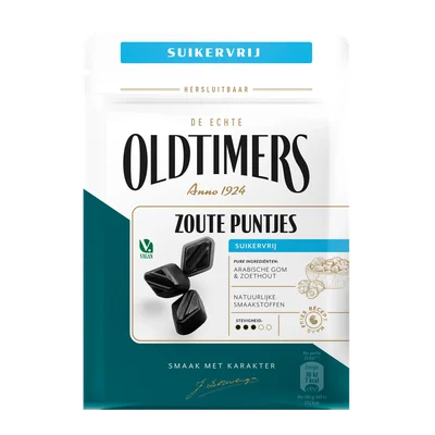 Oldtimers Zoute Puntjes Suikervrij Stazak 100 g