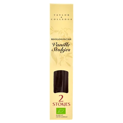 Taylor &amp; Colledge Bourbon vanille stokjes biologisch Doos 8 g