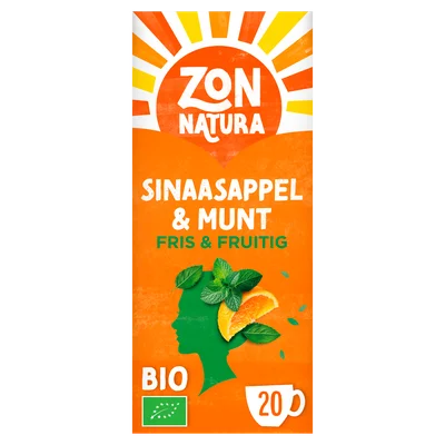 Zonnatura Thee Sinaasappel &amp; Munt Fris &amp; Fruitig Doos 20 st
