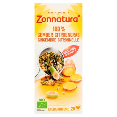 Zonnatura Thee gember 100% bio Doos 20 st