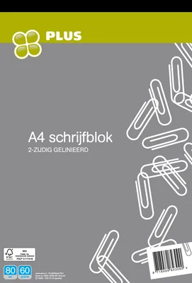 PLUS Schrijfblok A4 80 vel FSC Stuk 1 st
