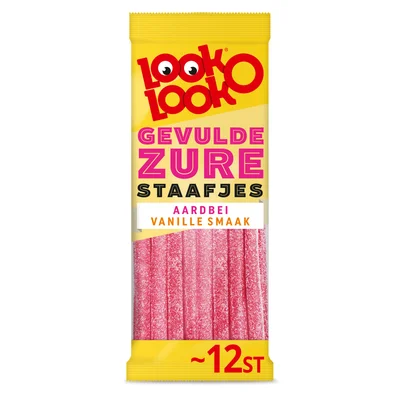Look o Look Zure staafjes aardbei/vanillesmaak Zak 125 g