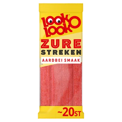 Look o Look Look-O-Look Zure Streken Aardbei Zak 125 g