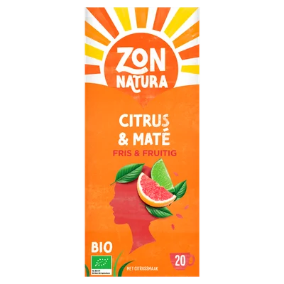 Zonnatura Thee Citrus &amp; Maté Fris &amp; Fruitig Doos 20 st