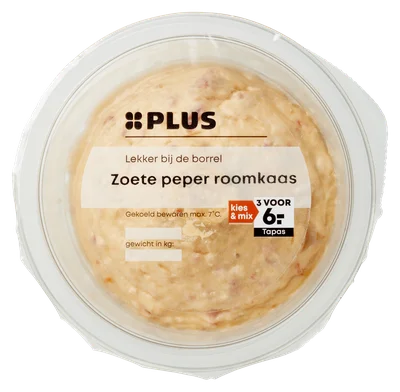 PLUS Zoete peper roomkaas Bakje 125 g