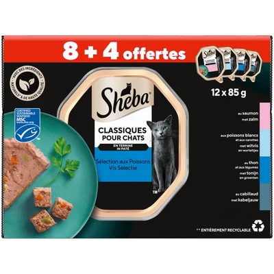 Sheba vis selectie 8+4 gratis Doos 1020 g