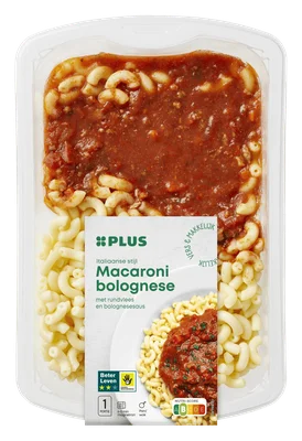 PLUS Macaroni bolognese Tray 450 g