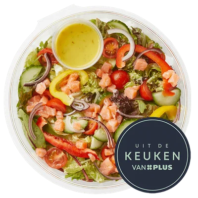 Uit de keuken van PLUS Lunchsalade gerookte zalm Bakje 305 g