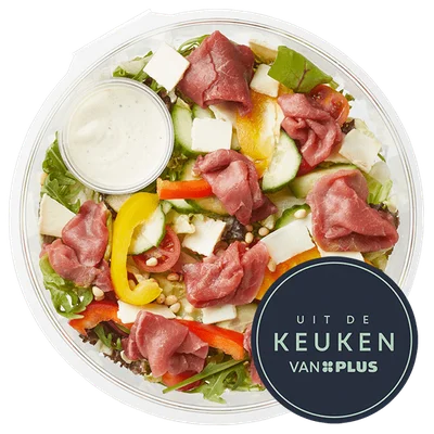 Uit de keuken van PLUS Lunchsalade carpaccio truffelmayo Bakje 342 g
