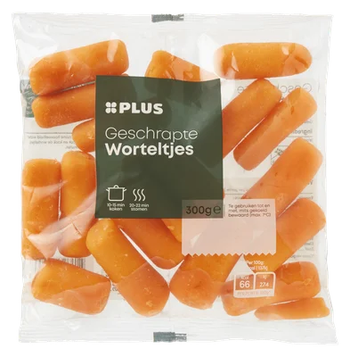 PLUS Worteltjes geschrapt Zak 300 g