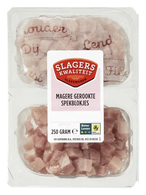 Slagers kwaliteit Magere spekblokjes Tray 250 g