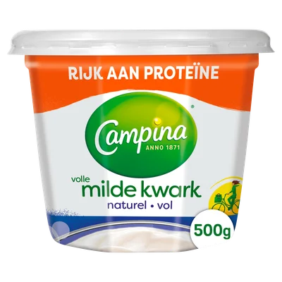 Campina Volle milde kwark naturel Beker 500 g