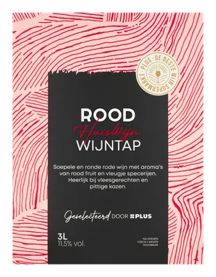 PLUS Huiswijn Rood wijntap&nbsp; Bag-in-box 3000 ml