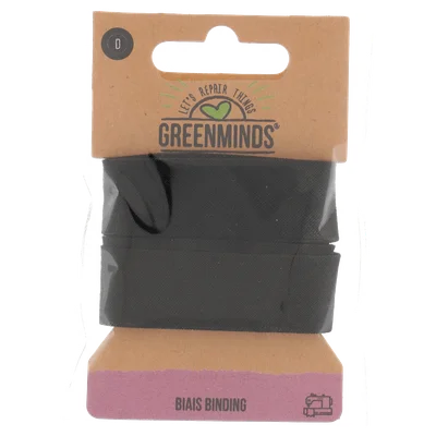 Greenminds Biais band zwart 18mm 2m Kaart 1 st