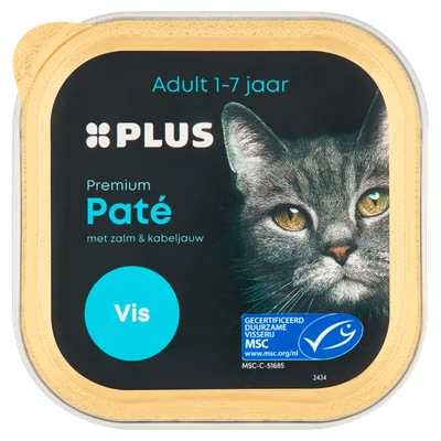 PLUS Premium Katten paté vis MSC Kuipje 85 g