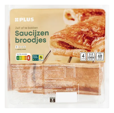 PLUS Saucijzenbroodjes Beter Leven Zak 4 st
