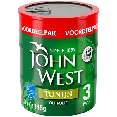 John West Tonijnstukken in olijfolie MSC 3pack Blik 435 g