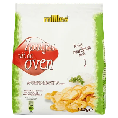 Millies Zoutjes uit de oven-romige sourcream Zak 125 g