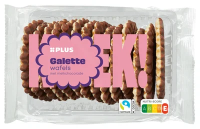 PLUS Galetten wafels choco Fairtrade Pak 300 g