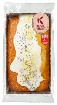 PLUS Korenlanders Lemon-poppyseed cake Bakje 250 g