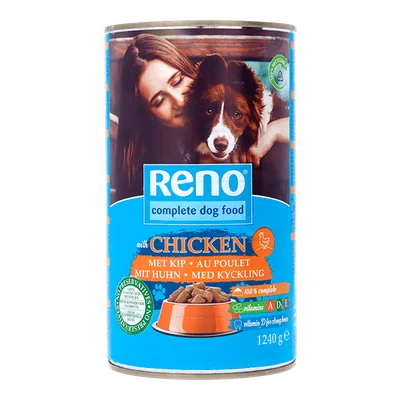 Reno Hondenvoer in blik kip brok/saus Blik 1240 g