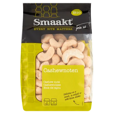 Smaakt Cashewnoten biologisch Zak 200 g