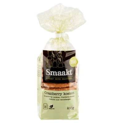 Smaakt Koeken cranberry en kokos bio Zak 250 g