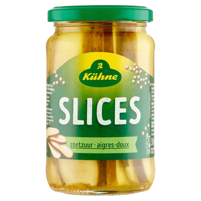Kuhne Augurken slices zoetzuur Pot 370 ml