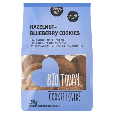 BioToday Hazelnut &amp; Blueberry cookies bio Zak 150 g