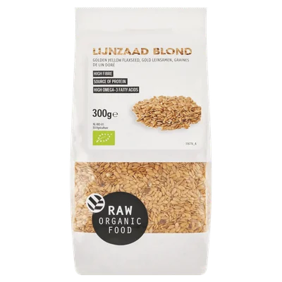 Raw Organic Food Lijnzaad goud/blond bio Zak 300 g