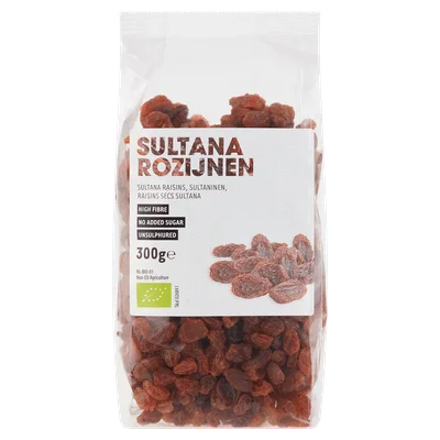 Raw Organic Food Sultanarozijnen biologisch Zak 300 g