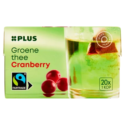 PLUS Groene Thee Cranberry Fairtrade Doos 20 st