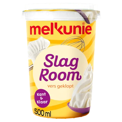 Melkunie Geklopte slagroom kant &amp; klaar Beker 500 ml