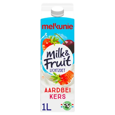 Melkunie Milk&amp;Fruit Lichtzoet aardbei kers Pak 1000 ml