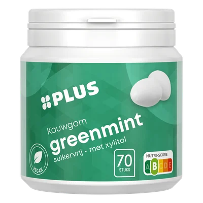 PLUS Kauwgom greenmint Pot 105 g
