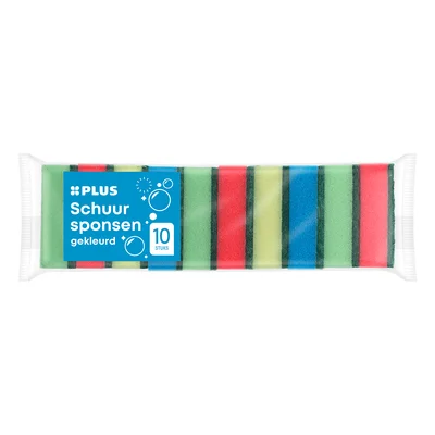 PLUS Gekleurde schuursponsen Wikkel 10 st