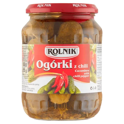 Rolnik Ogorki Chili / Augurk met pepers Pot 650 g