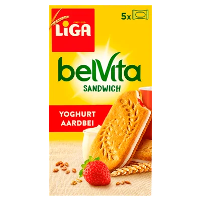 Liga Sandwich Koekjes Yoghurt Aardbei Pak 253 g