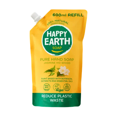 Happy Earth Handzeep navulling Jasmine Ho Wood Zak 600 ml