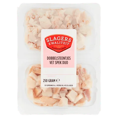 Slagers kwaliteit Vetspek dobbelsteentjes duo Tray 250 g