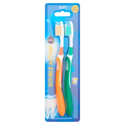 Derlon Tandenborstel double action soft 2-pak Blister 2 st
