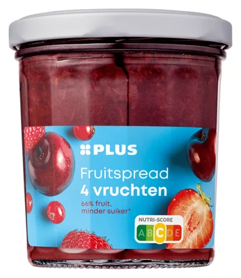 PLUS Fruitspread 4 vruchten Pot 315 g