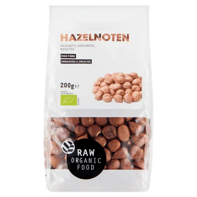 Raw Organic Food Hazelnoten biologisch Zak 200 g