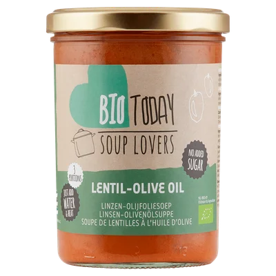 BioToday Linzen olijfoliesoep biologisch Pot 400 ml