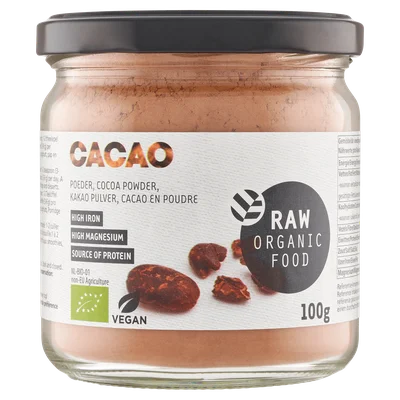 Raw Organic Food Cacaopoeder biologisch Pot 100 g