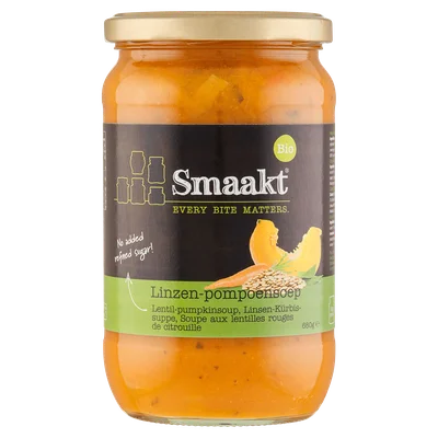 Smaakt Linzen pompoensoep biologisch Pot 680 g