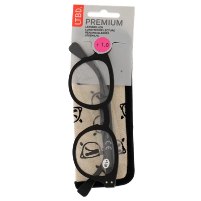 LTBD Premium leesbril zwart etui +1 Kaart 1 st